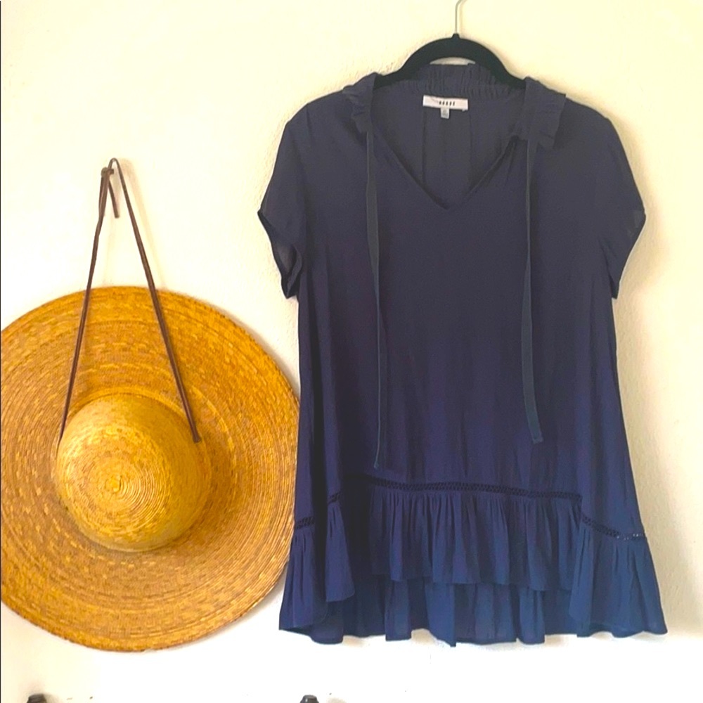 Ro & De navy peasant top XS